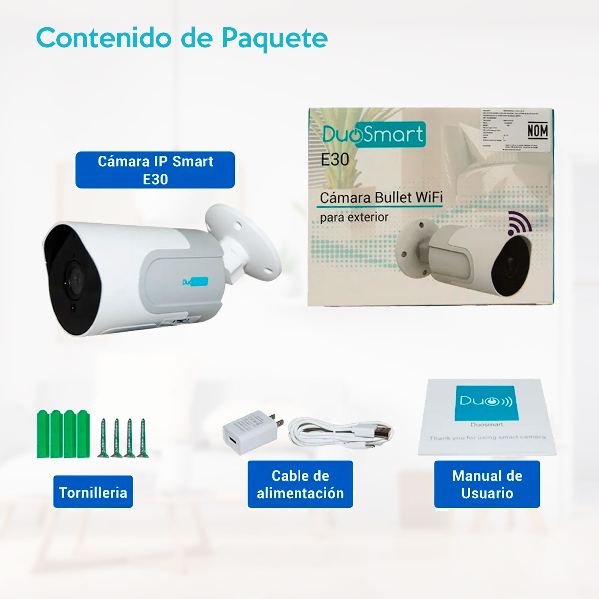 Wi-Fi Cámara exterior tipo bala 1080p Duosmart E30 compatible con Alexa/Google/Tuya