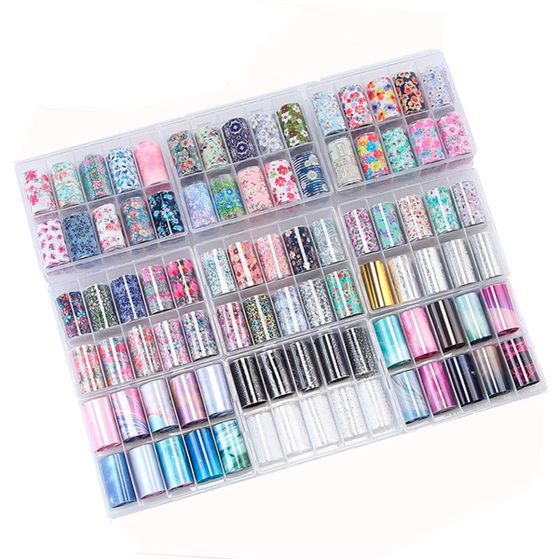 6 Cajas De Foil Para Uñas Papel Transfer Pegatinas Decoración Para Uñas Nail Art