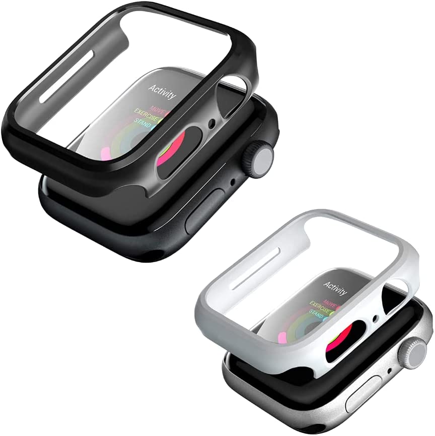 Case para Apple Watch de 2 unidades Compatible con Series 3, Series 2, Series 1 38mm Modelo Blanco y Negro