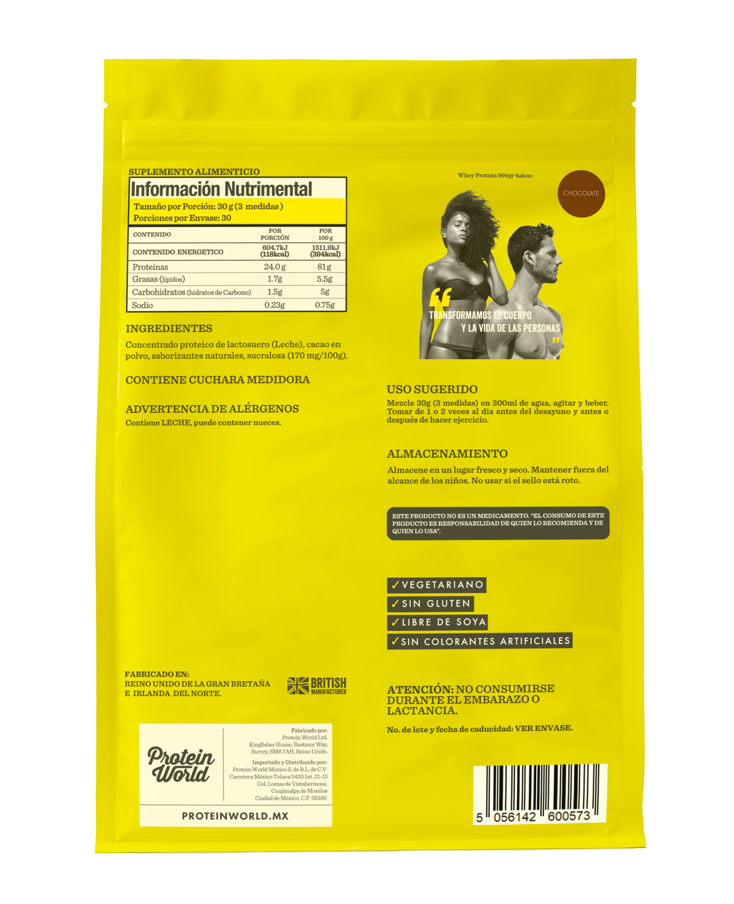 Whey Protein Chocolate 900gr Proteína Aumento Muscular con Aminoácidos