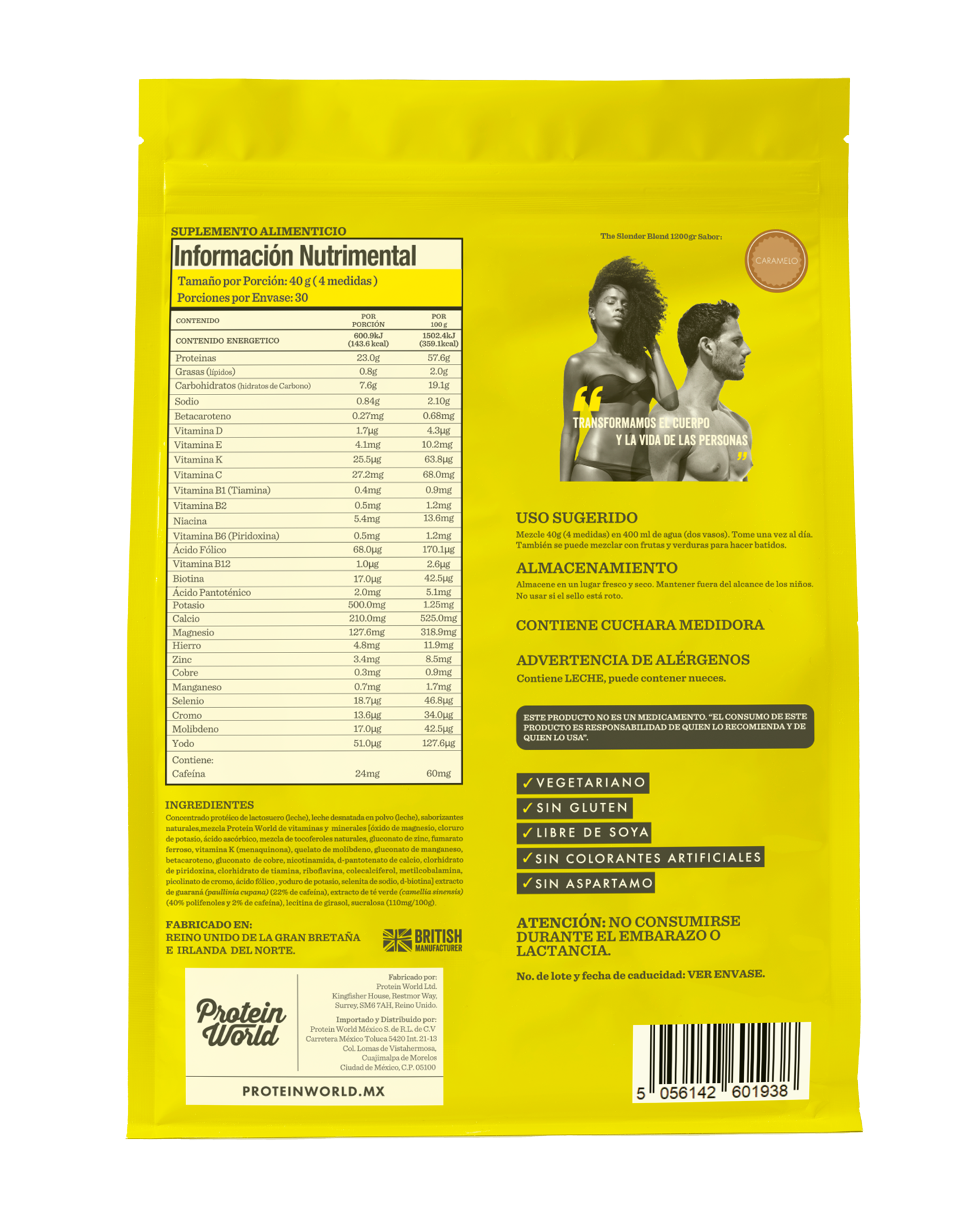 The Slender Blend Caramelo 1200 gr Proteína de Suero de Leche con Vitaminas y Minerales