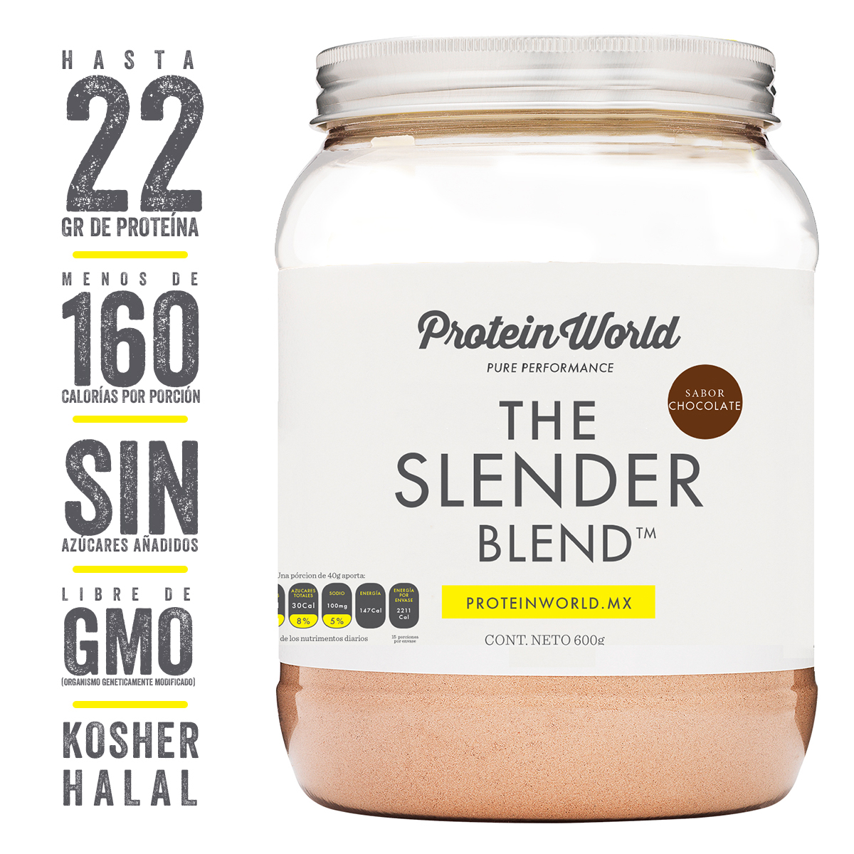 The Slender Blend Chocolate 600 gr Proteína de Suero de Leche con Vitaminas y Minerales