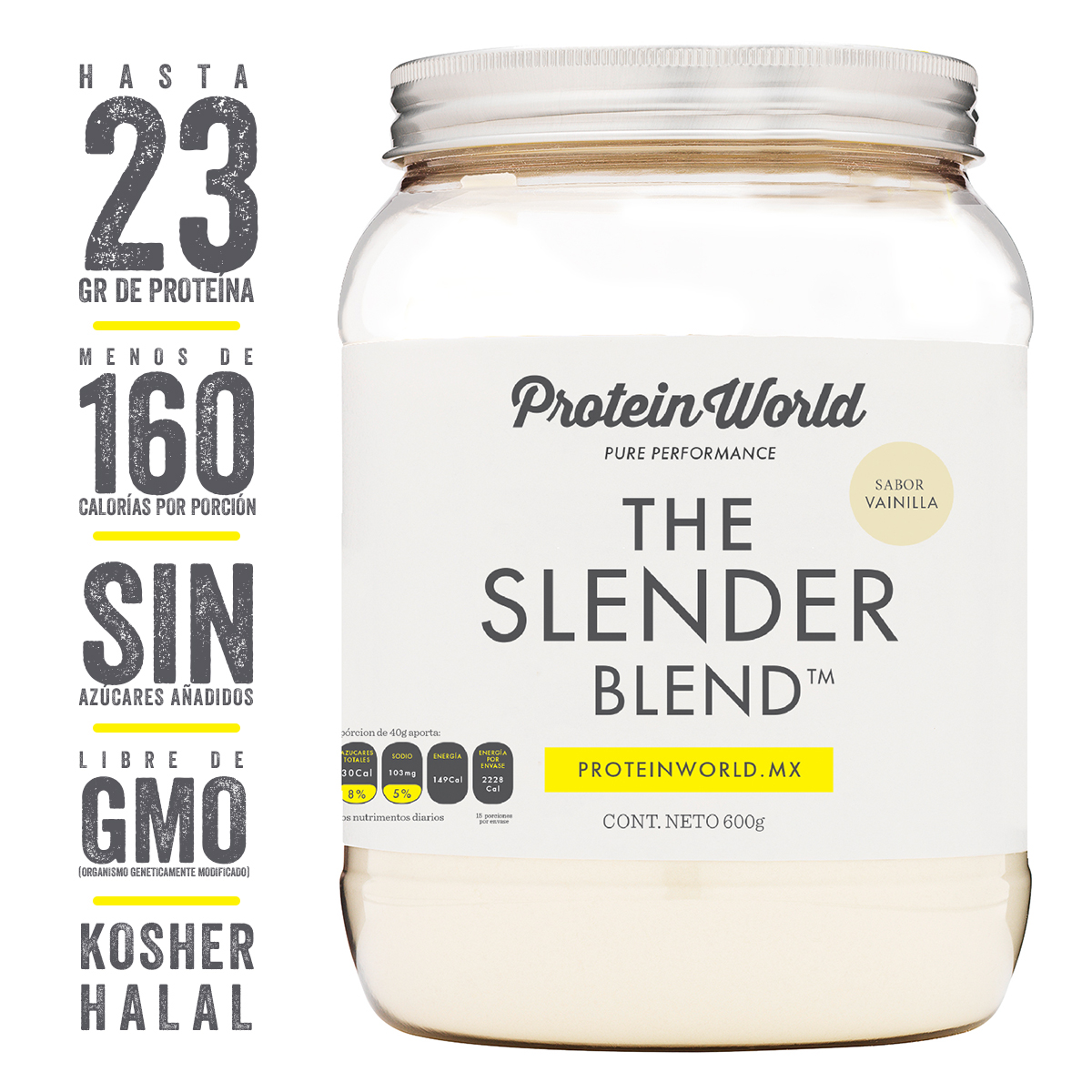 The Slender Blend Vainilla 600 gr Proteína de Suero de Leche con Vitaminas y Minerales