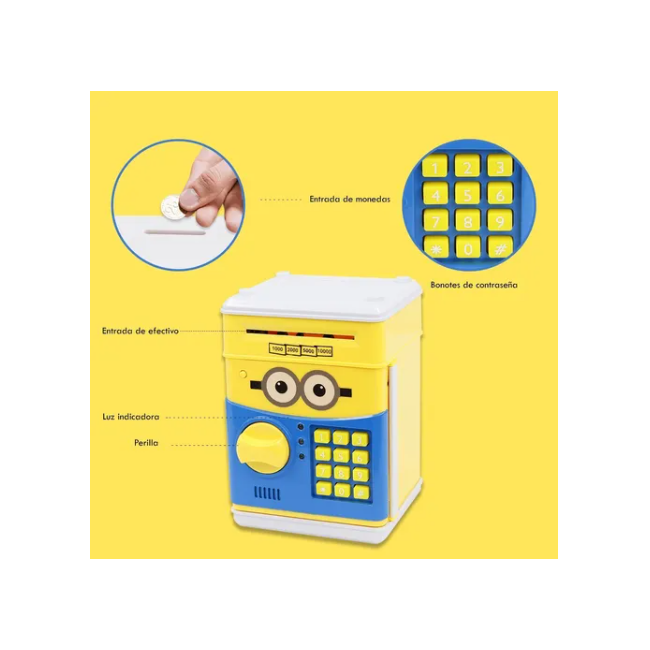 Alcancía Electrónica Caja Fuerte Billetes Y Monedas Minion