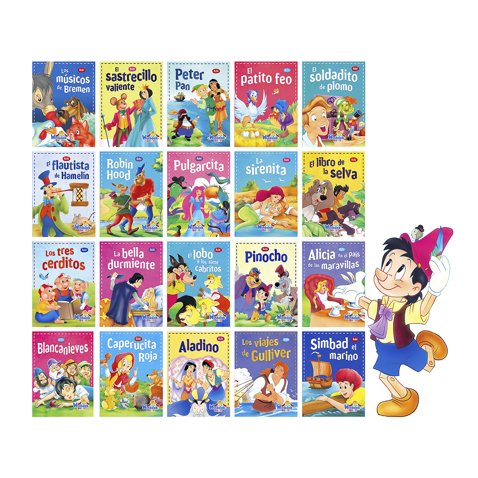 Colección 20 libros, Cuentos Clásicos y Fábulas Tradicionales, Tres Cerditos, Pinocho, Patito Feo y más