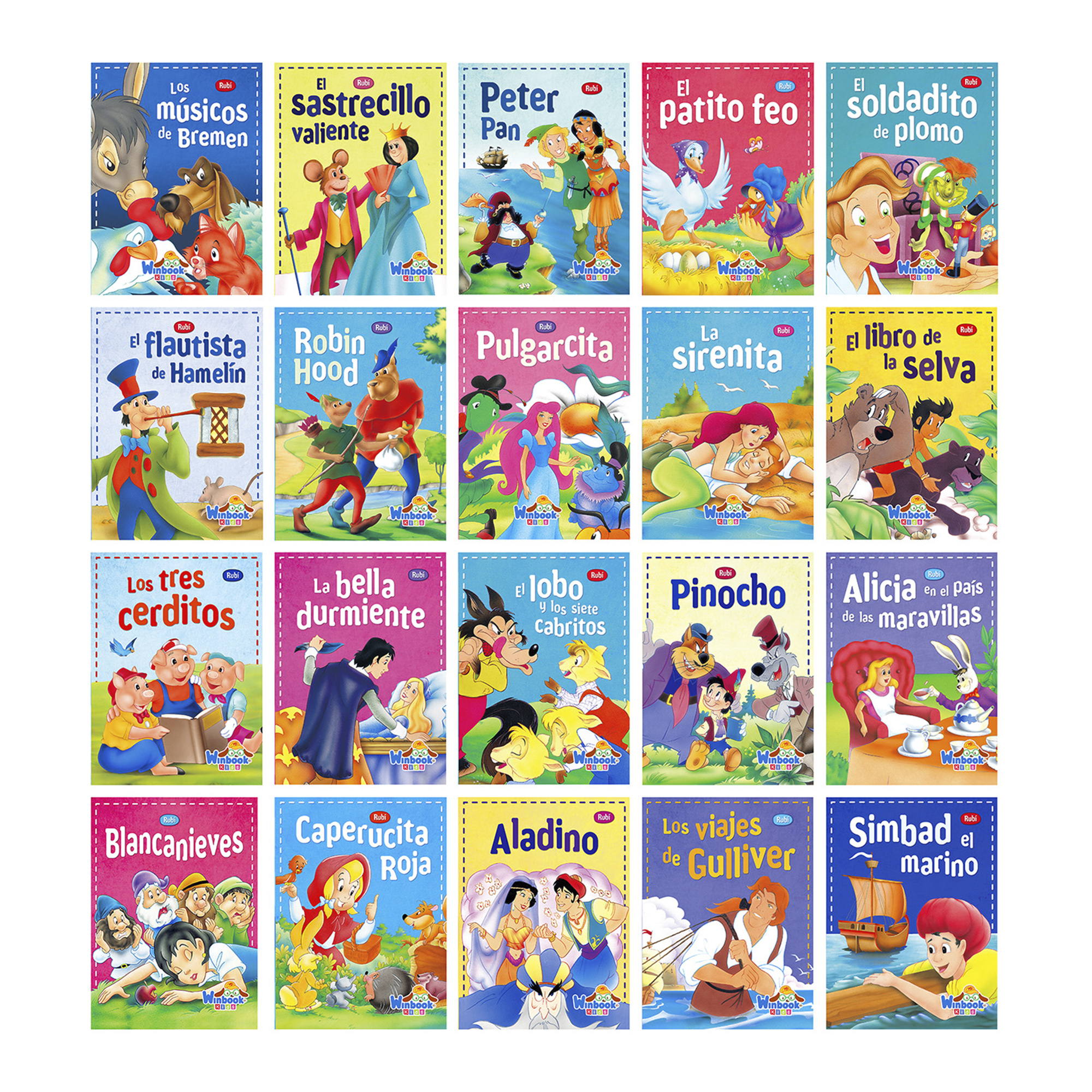 Colección 20 libros, Cuentos Clásicos y Fábulas Tradicionales, Tres Cerditos, Pinocho, Patito Feo y más