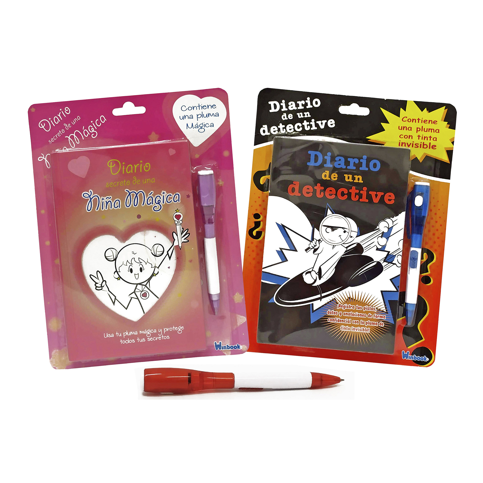 2 Diarios Secretos, incluyen plumas con tinta invisible, Niño y Niña 