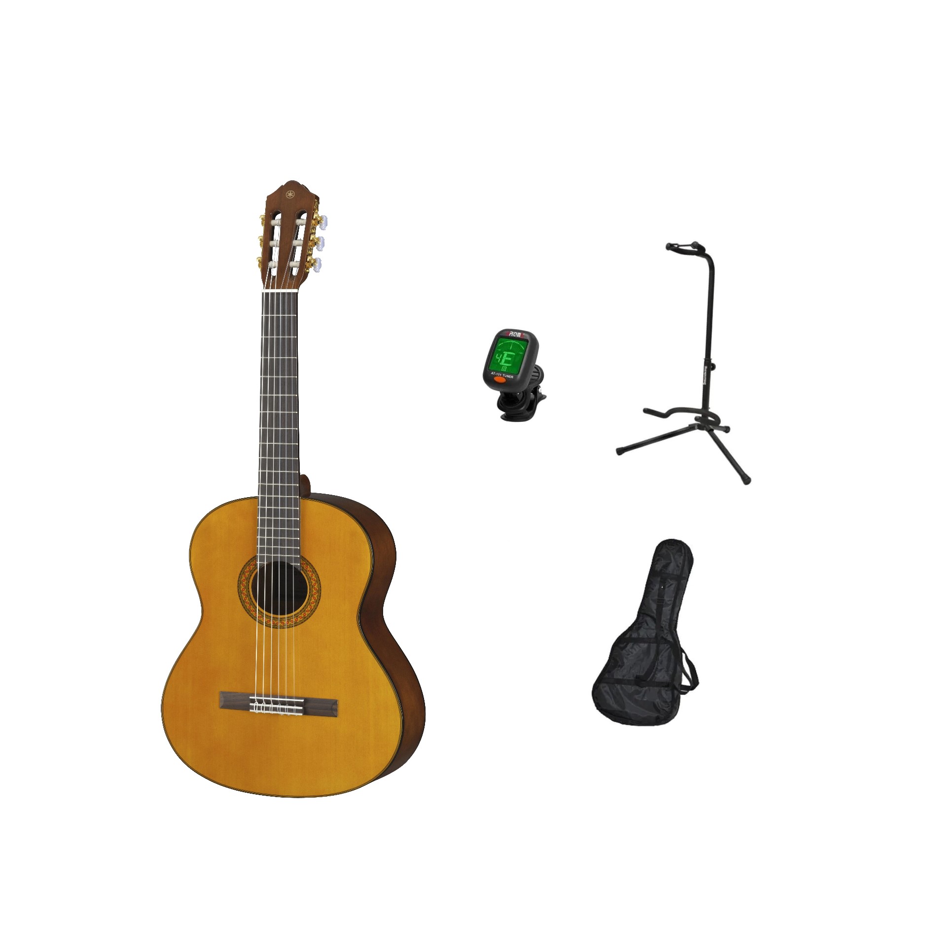 Paquete de Guitarra Acústica Yamaha C70 con Funda, Atril, Afinador