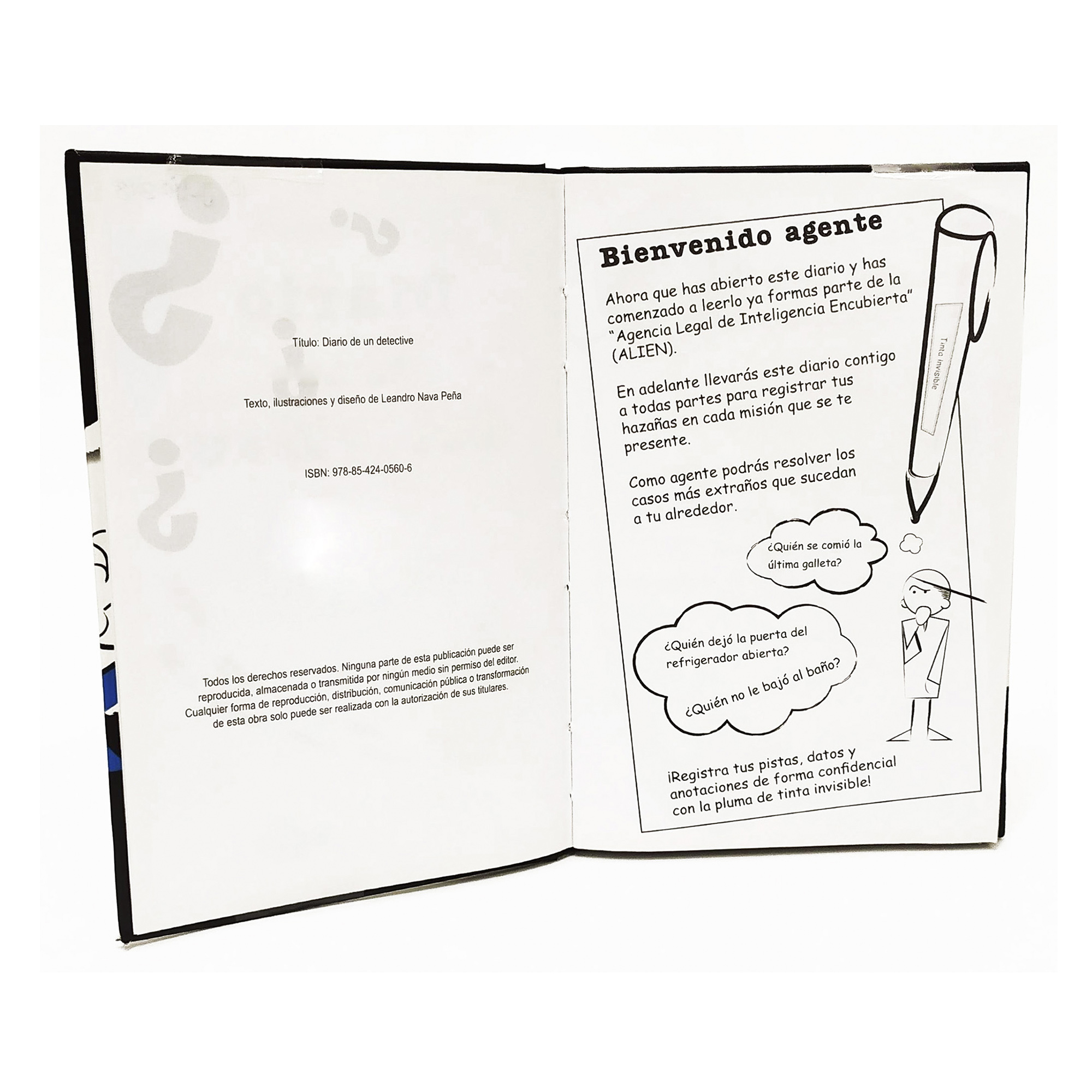 Diario Secreto incluye pluma con tinta invisible, pasta dura, Niño