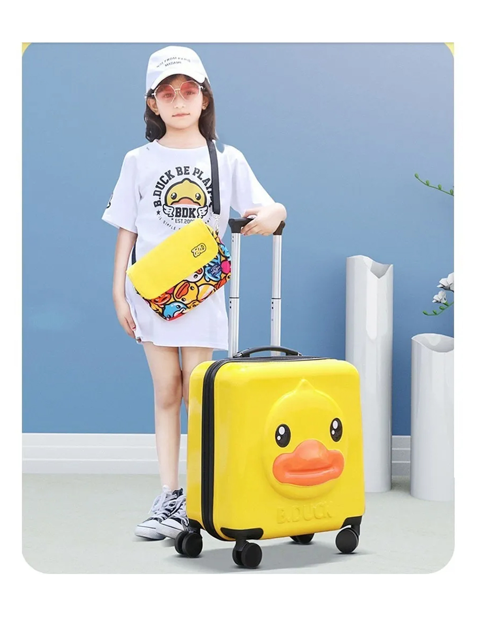 Bolso Maleta Cuadrada De Viaje Para Niños Cara Pato