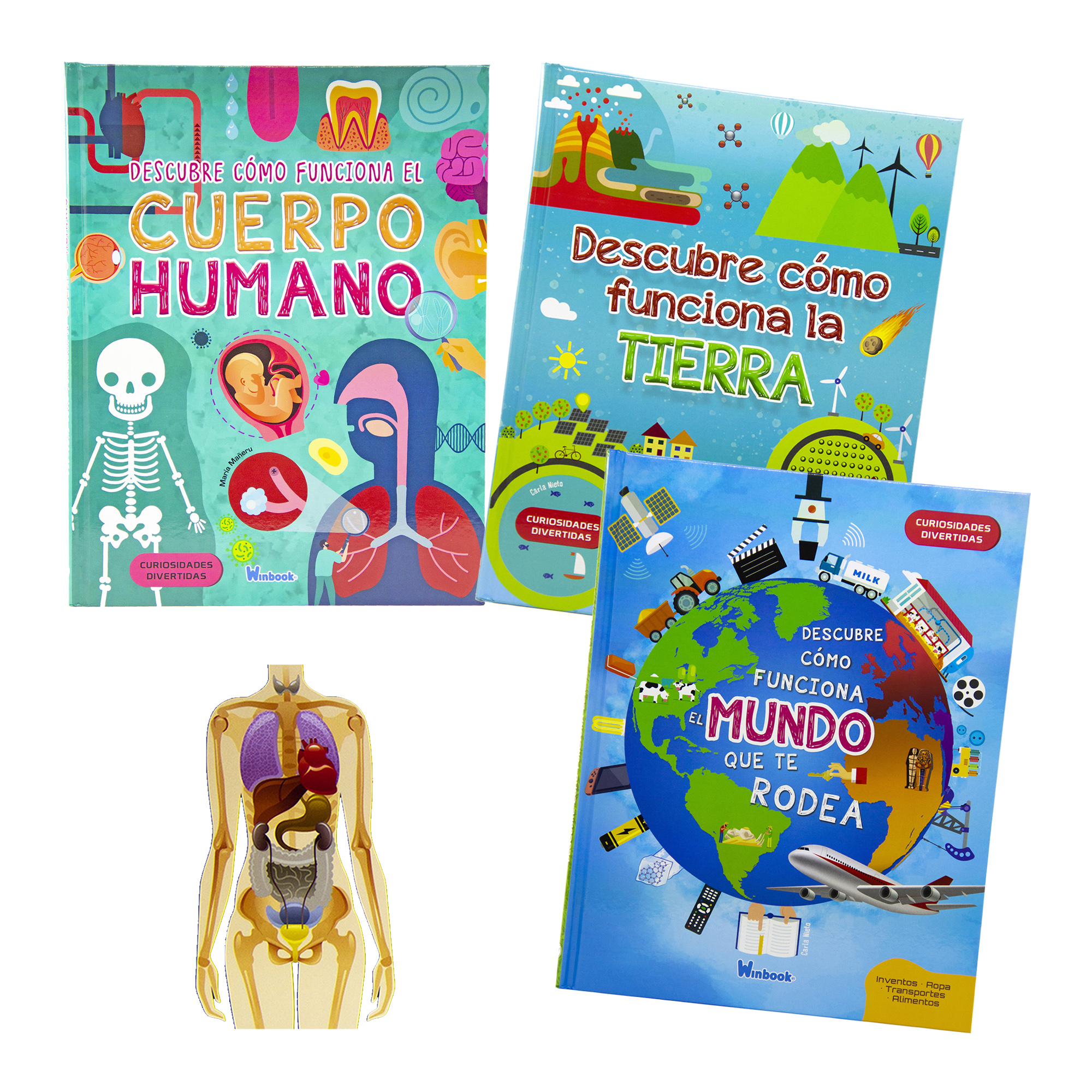 Colección 3 libros, El Cuerpo Humano, El Planeta Tierra y Cómo Funciona el Mundo, Infantiles