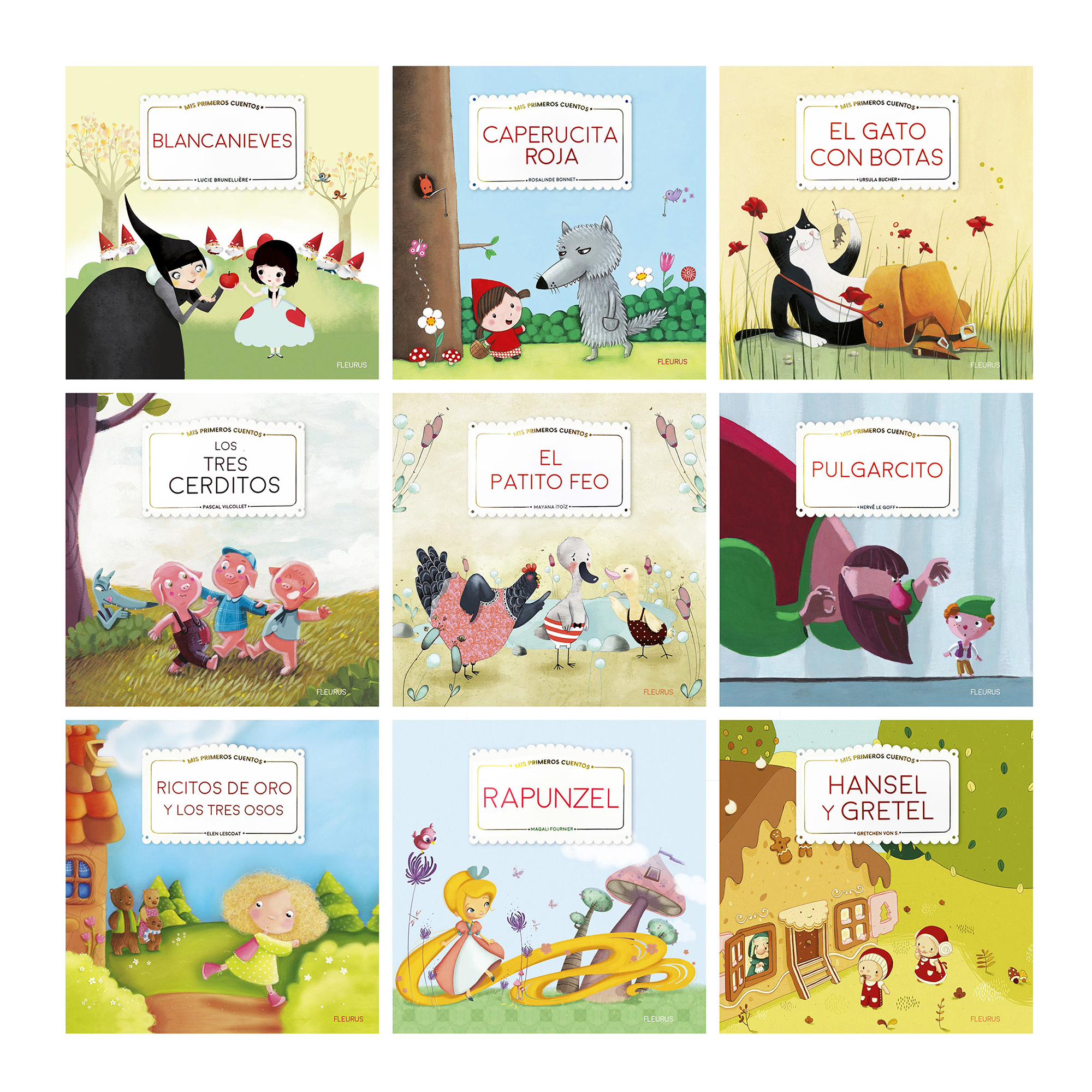 Colección 9 Libros con Cuentos Clásicos Ilustrados, Patito Feo, Tres Cerditos, Rapunzel 