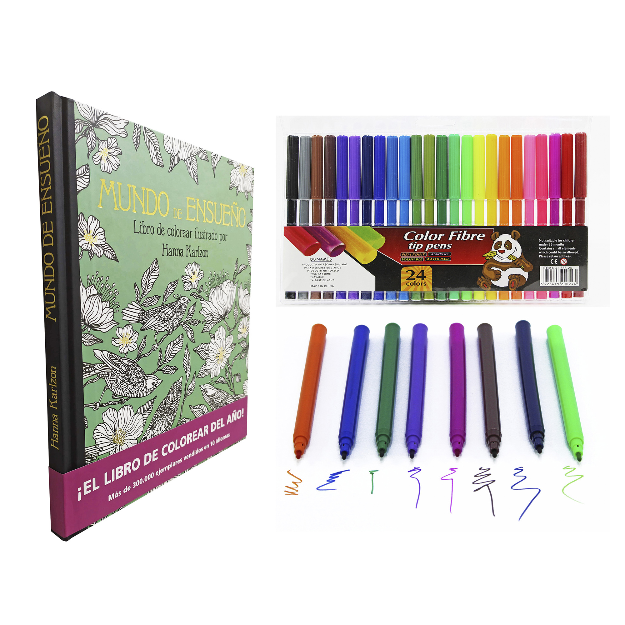 Libro Colorear Mandalas + 24 Plumones, Hanna Karlzon, Pasta Dura