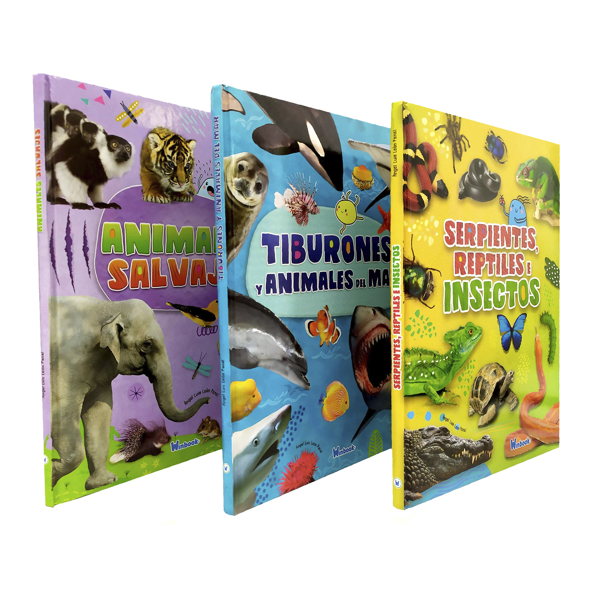 Colección 3 Libros Tiburones, Reptiles, Insectos, Animales, Infantiles, Pasta Dura