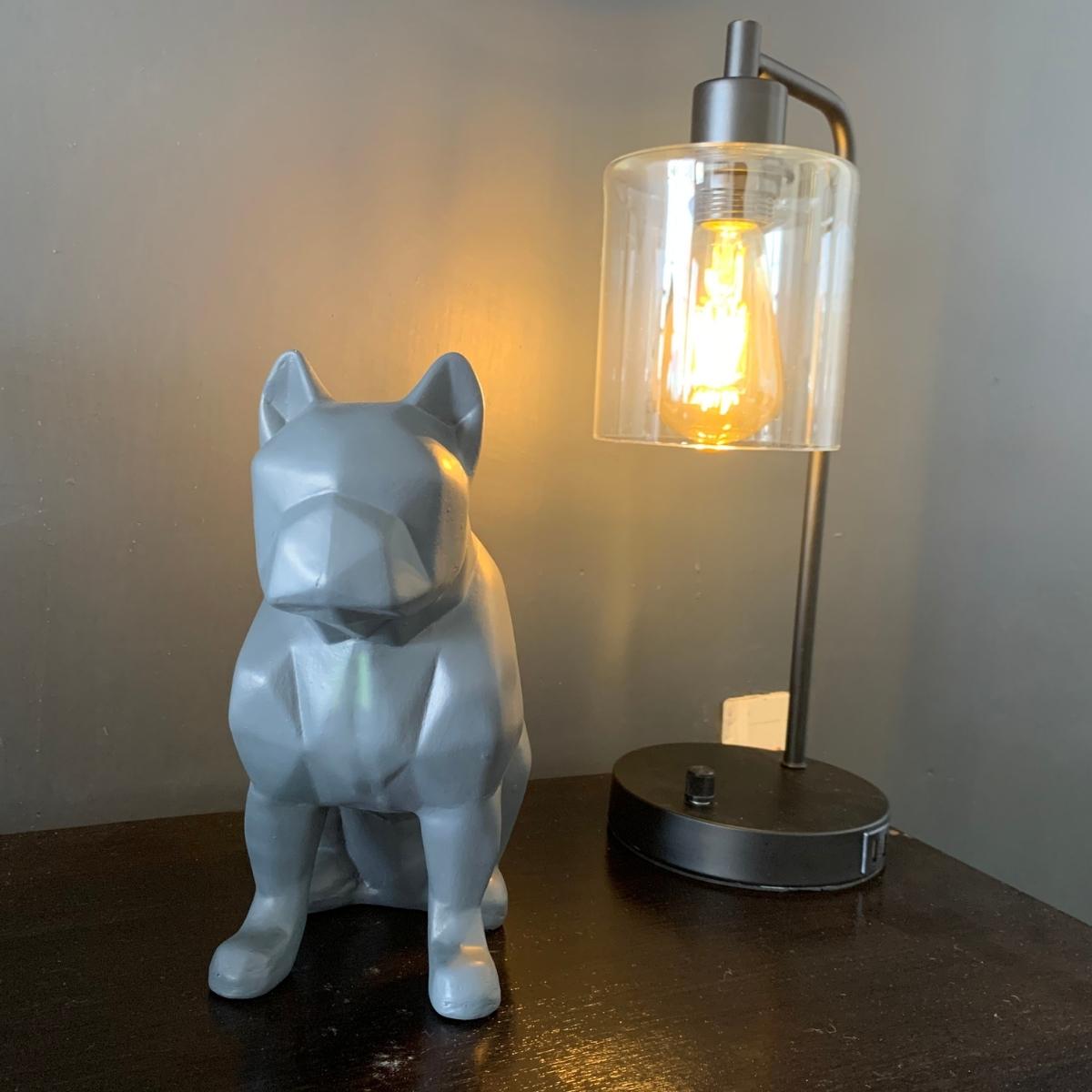 Figura Decorativa Perro Gris Minimalista Elegante Ceramica Decoracion Hogar