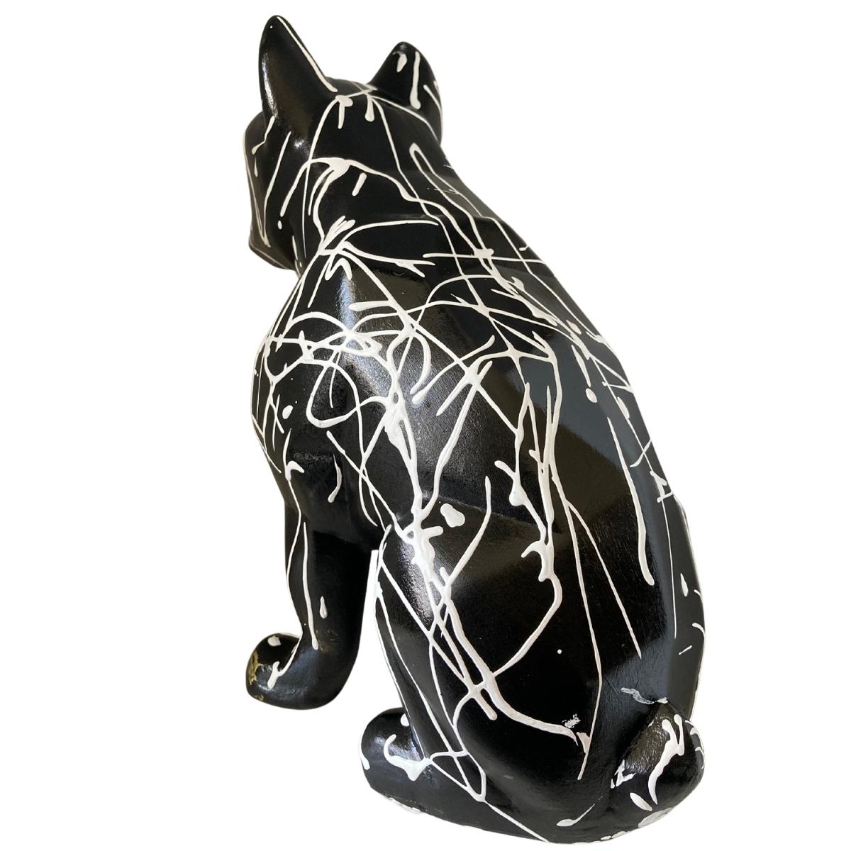 Figura Decorativa Perro Blanco Y Negro Minimalista Elegante Ceramica Decoracion Hogar