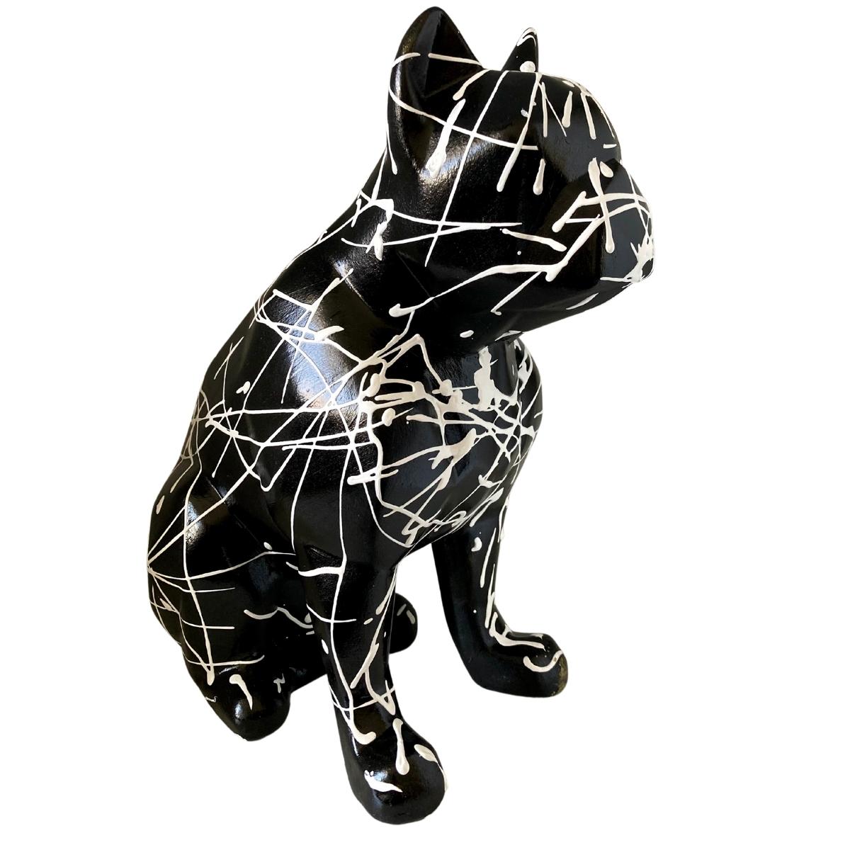 Figura Decorativa Perro Blanco Y Negro Minimalista Elegante Ceramica Decoracion Hogar