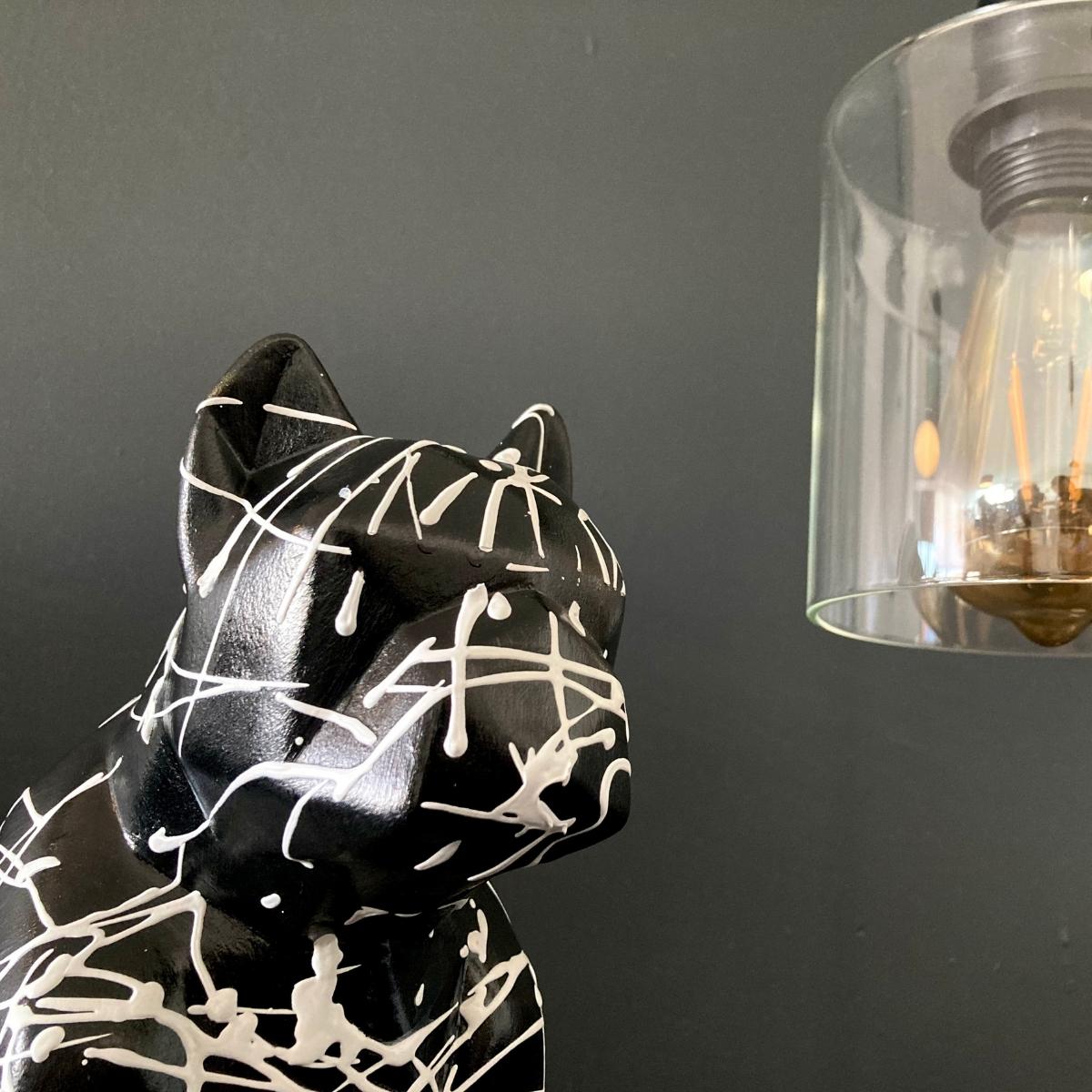 Figura Decorativa Perro Blanco Y Negro Minimalista Elegante Ceramica Decoracion Hogar