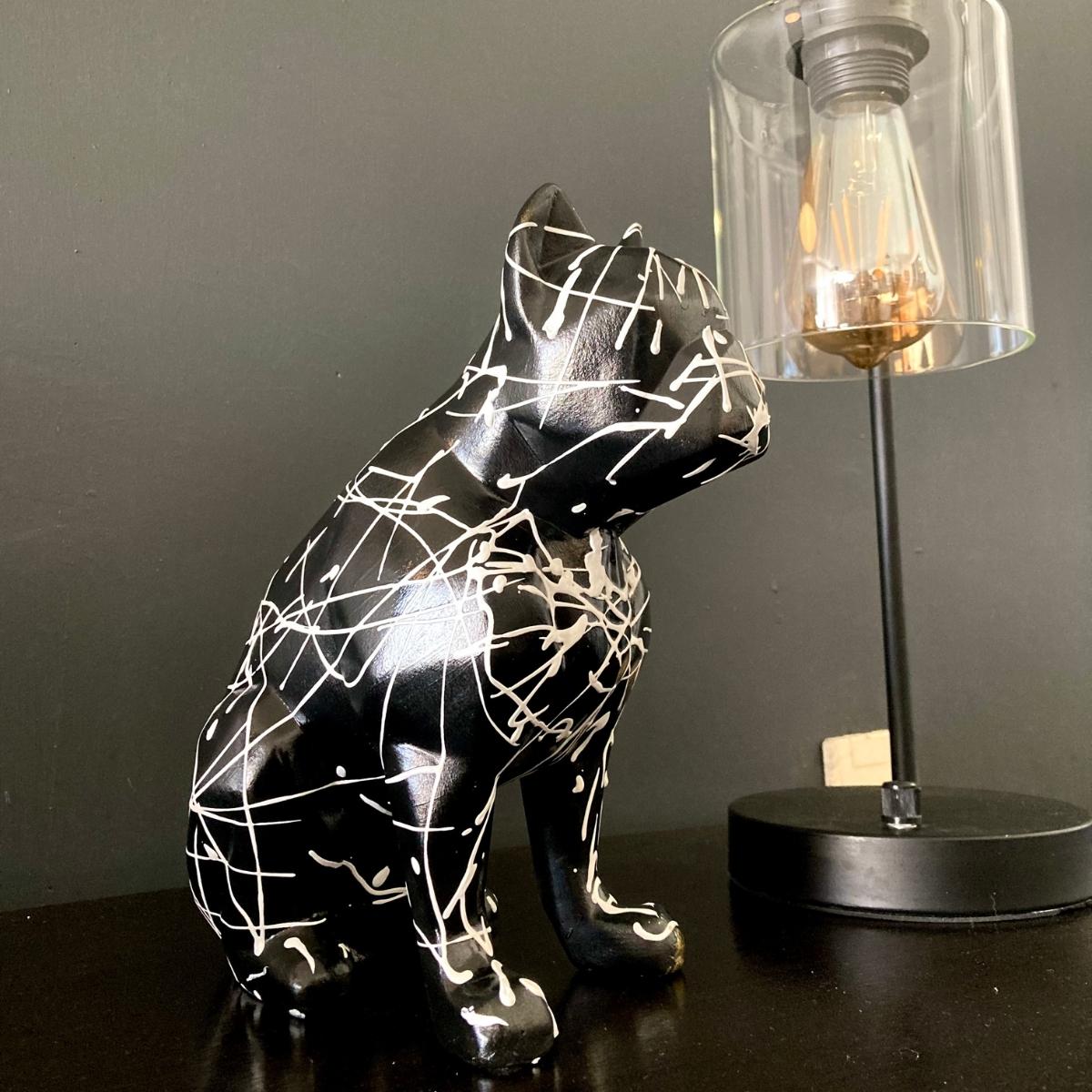 Figura Decorativa Perro Blanco Y Negro Minimalista Elegante Ceramica Decoracion Hogar