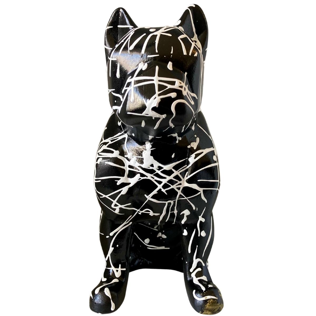 Figura Decorativa Perro Blanco Y Negro Minimalista Elegante Ceramica Decoracion Hogar