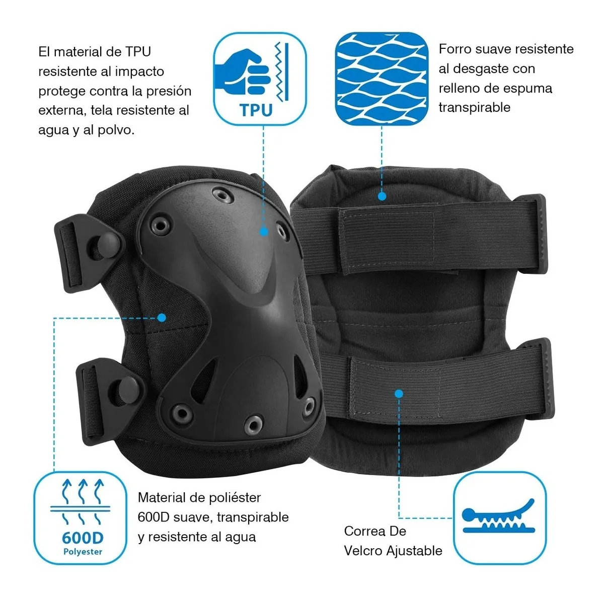 Coderas, Rodilleras Tácticas Militares Para Motocicleta