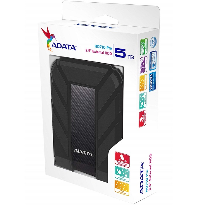 Disco Duro Externo ADATA HD710, 5 TB, USB 3.2 Gen 1 2.5", Negro