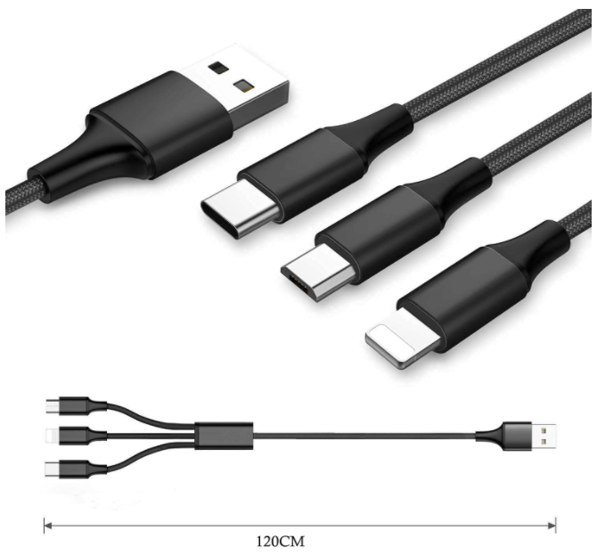 Cable De Carga Rápida USB 3 En 1