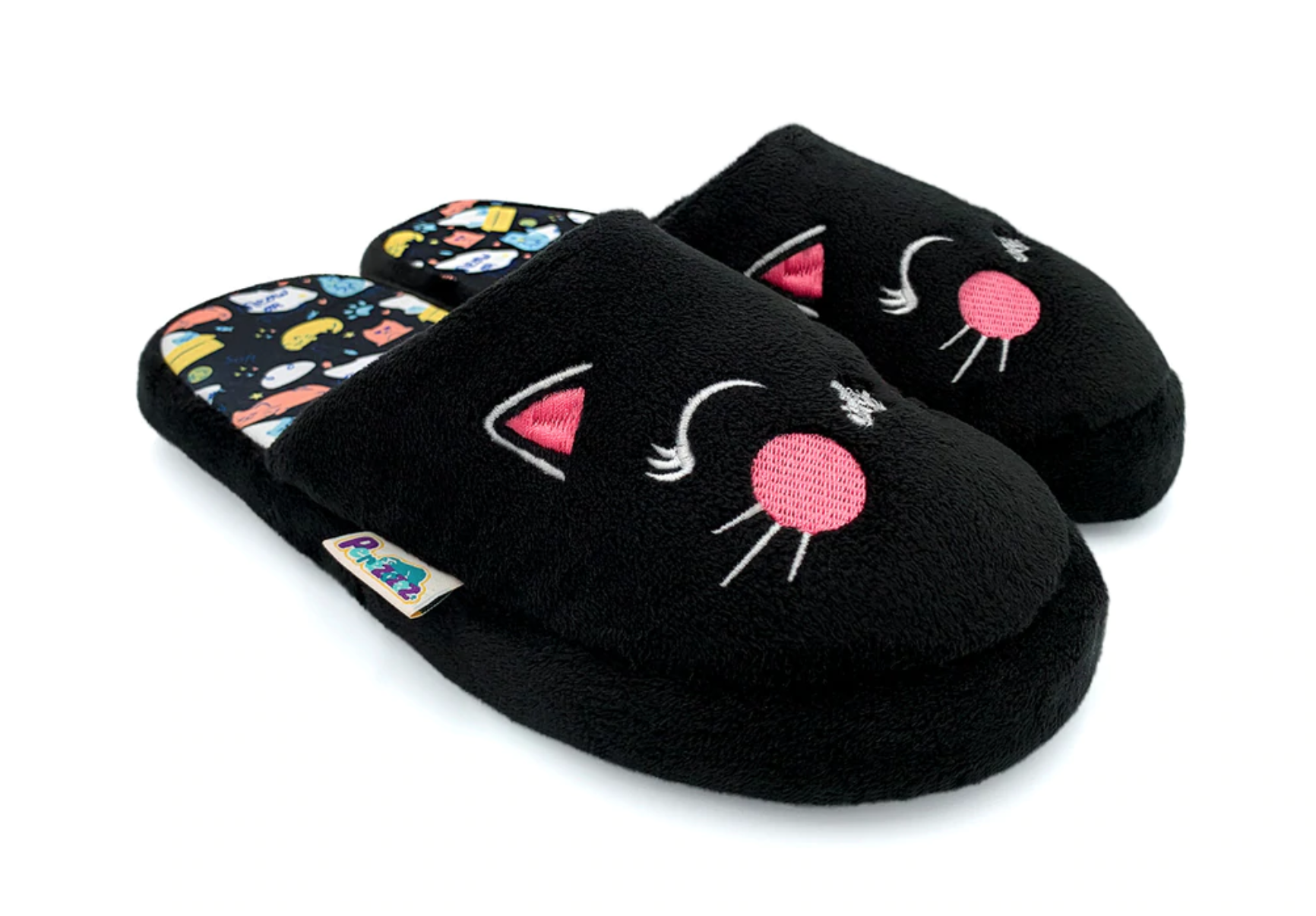 Perezozaz - Pantuflas de Dama / Mujer - Diseño de Gato Negro