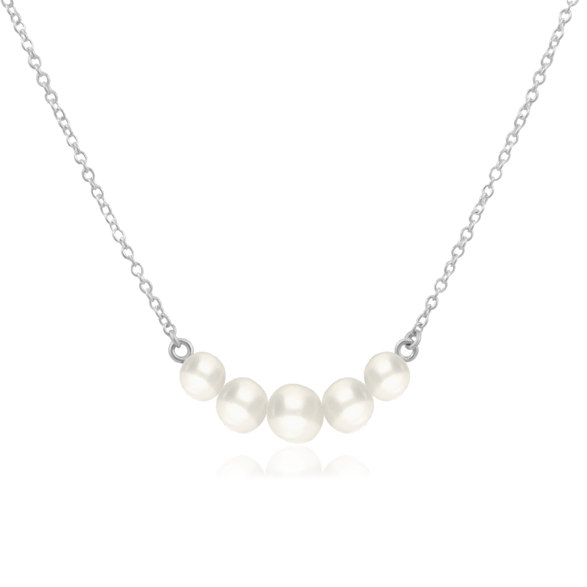Collar de 5 Perlas Cultivadas y Cadena de Plata para Mujer por Anante Joyeria