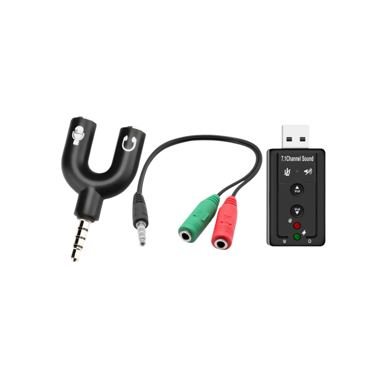 Adaptador Auriculares U + Cable Conector + Tarjeta 7.1 Usb