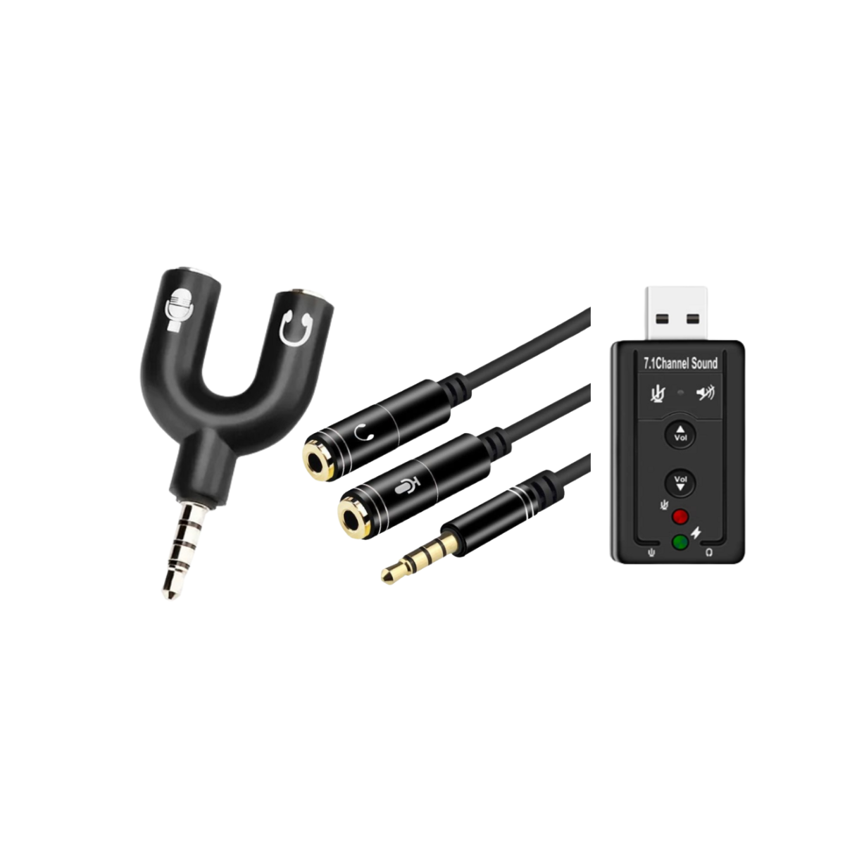 Adaptador Auriculares U + Cable Conector + Tarjeta 7.1 Usb