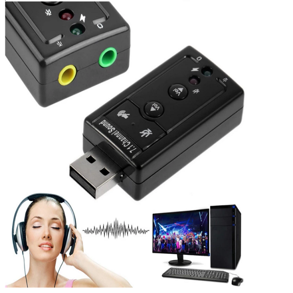 Adaptador Auriculares U + Cable Conector + Tarjeta 7.1 Usb