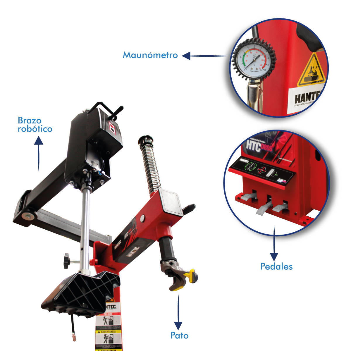 Desmontadora Llantas Hantec Rin 10 a 24  con Brazo Robótico