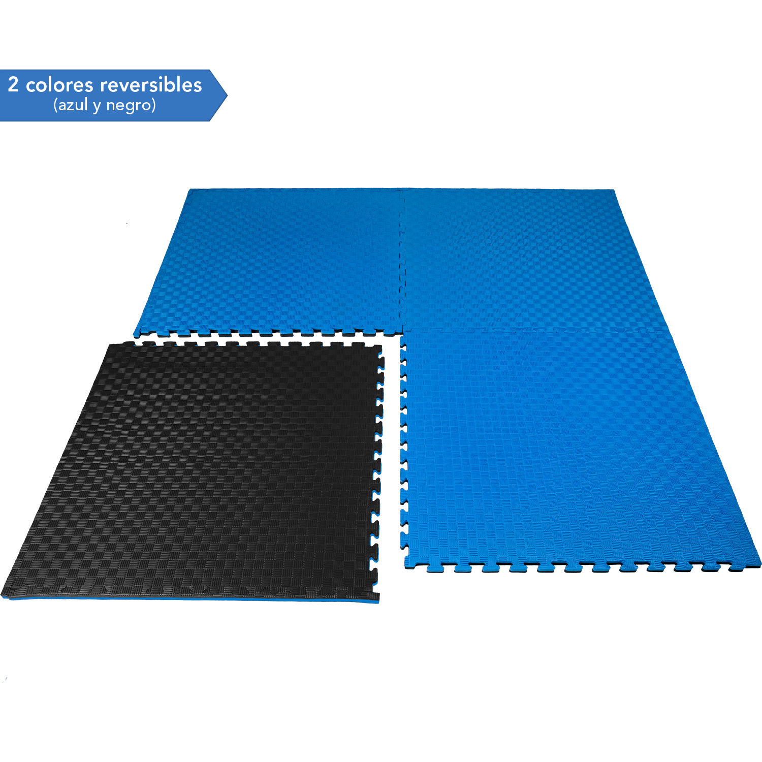 Tatami Tapete Ejercicio Foamy 10 piezas Piso 100 x 100 cm Gym Artes Marciales 2cm Antiderrapante Azul Negro