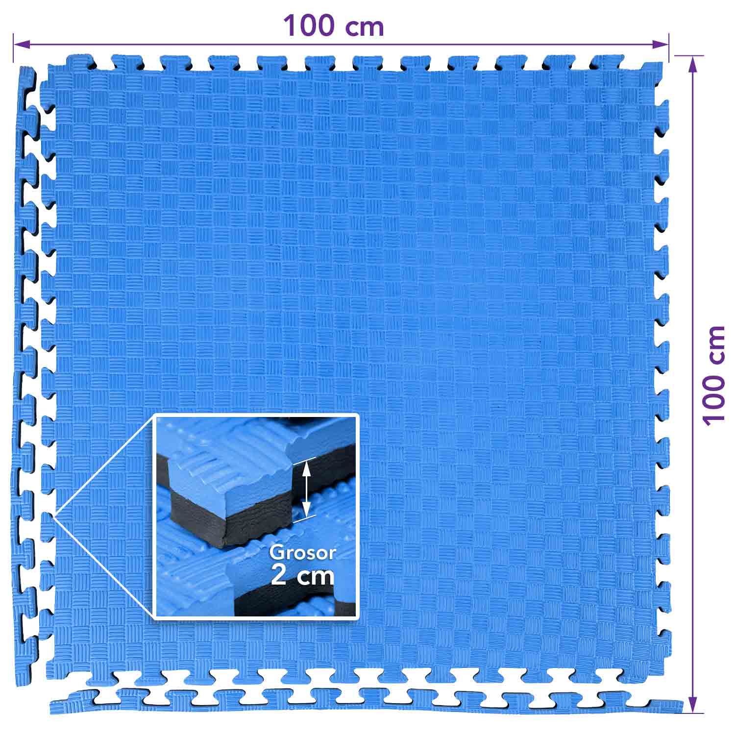 Tatami Tapete Ejercicio Foamy 10 piezas Piso 100 x 100 cm Gym Artes Marciales 2cm Antiderrapante Azul Negro