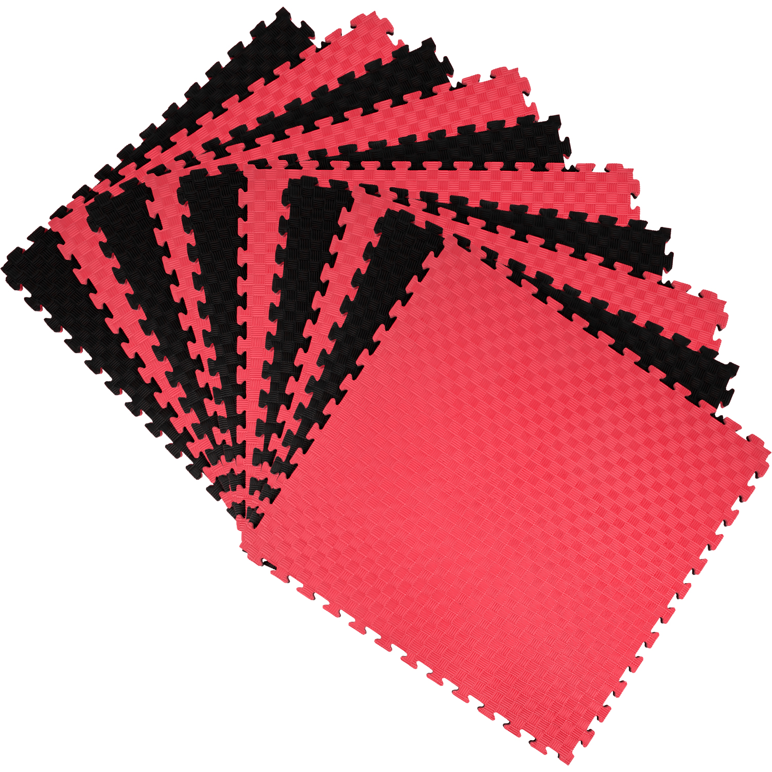 Tatami Tapete Ejercicio Foamy 10 piezas Piso 100 x 100 cm Gym Artes Marciales 2cm Antiderrapante Rojo Negro