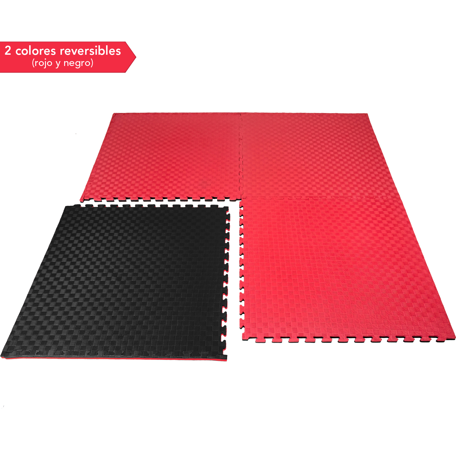 Tatami Tapete Ejercicio Foamy 10 piezas Piso 100 x 100 cm Gym Artes Marciales 2cm Antiderrapante Rojo Negro