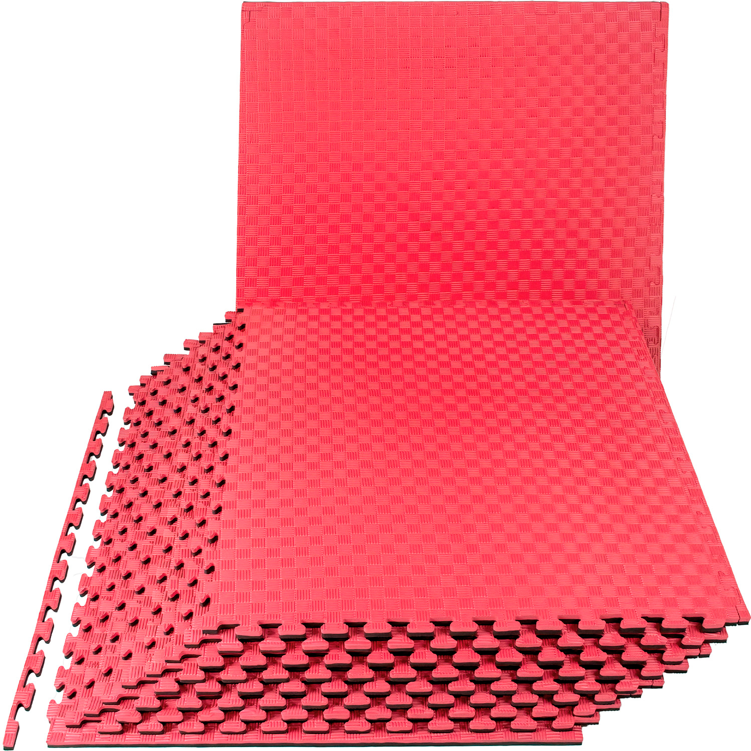 Tatami Tapete Ejercicio Foamy 10 piezas Piso 100 x 100 cm Gym Artes Marciales 2cm Antiderrapante Rojo Negro