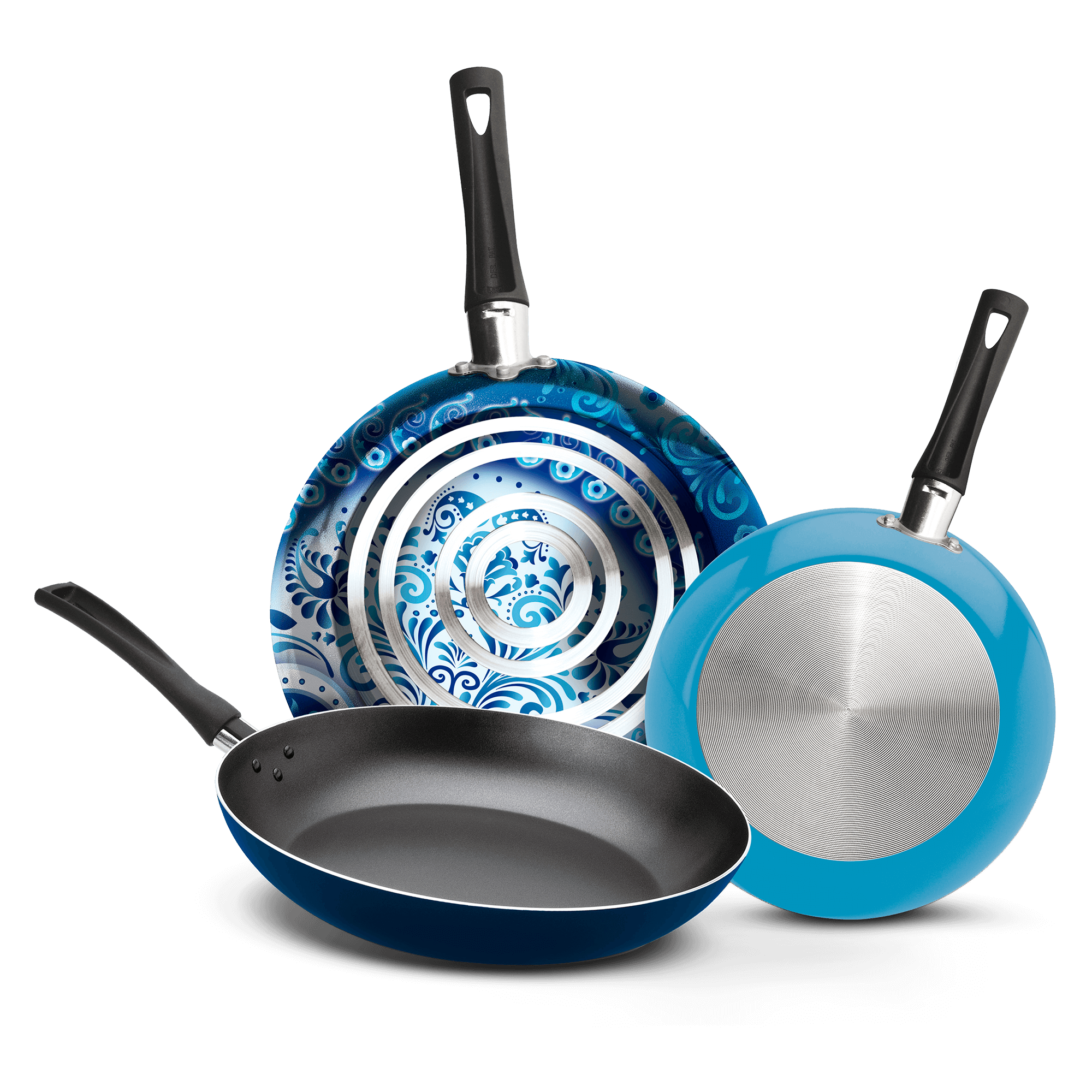 Juego de Sartenes Ekco Trendy Blue de 3 Piezas de Aluminio con Duraflon