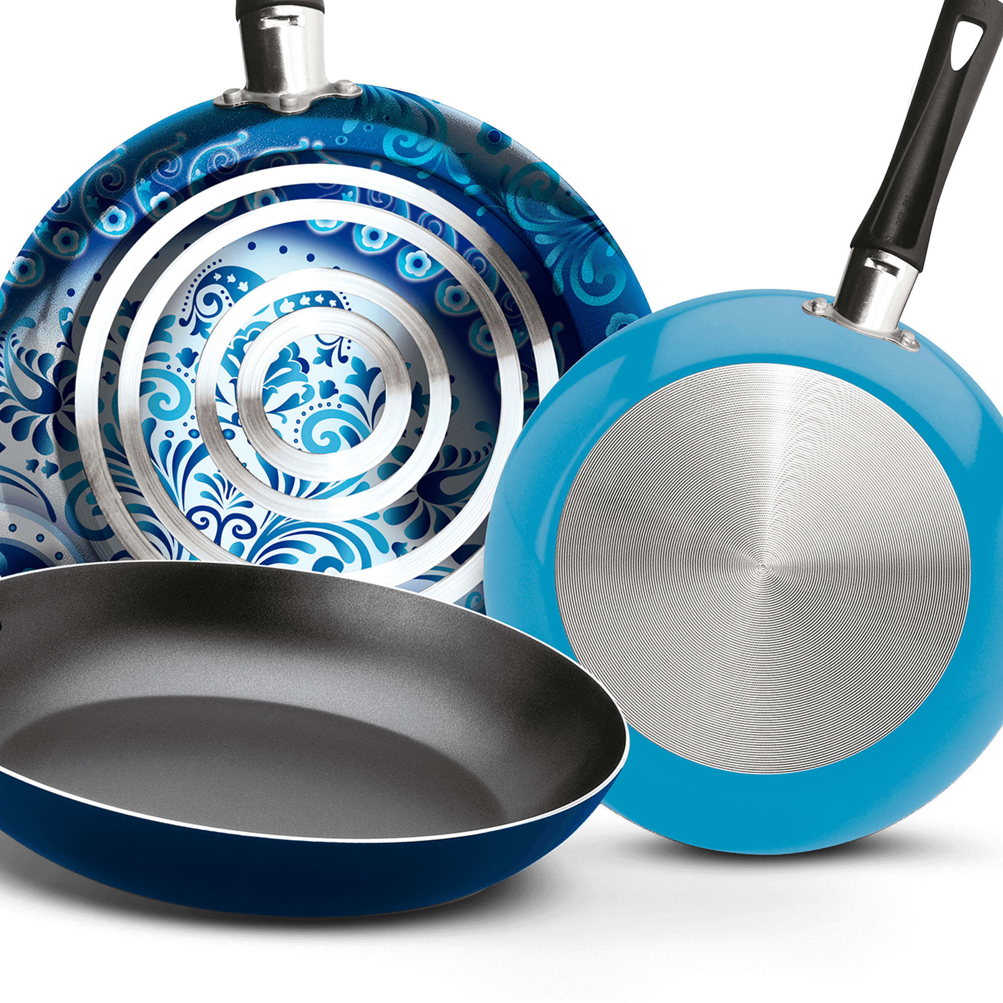 Juego de Sartenes Ekco Trendy Blue de 3 Piezas de Aluminio con Duraflon