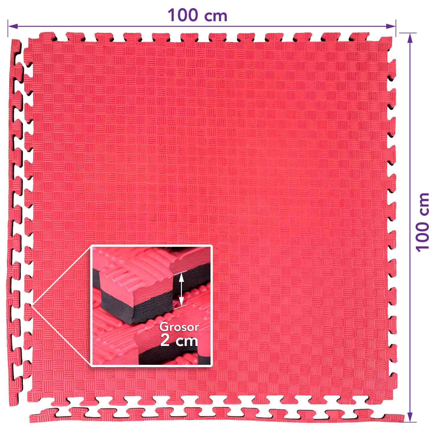 Tatami Tapete Ejercicio Foamy 10 piezas Piso 100 x 100 cm Gym Artes Marciales 2cm Antiderrapante Rojo Negro