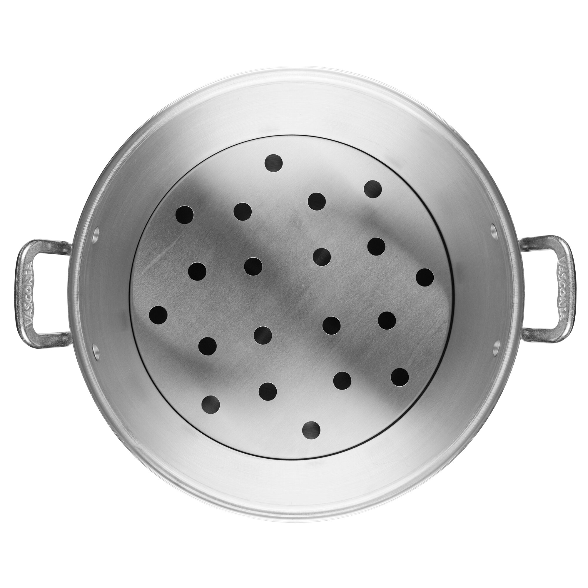 Vaporera de 34 cm. Para 30L. Vasconia Básicos de Aluminio Color Plateado Pulido con Tapa de Aluminio y Alta durabilidad