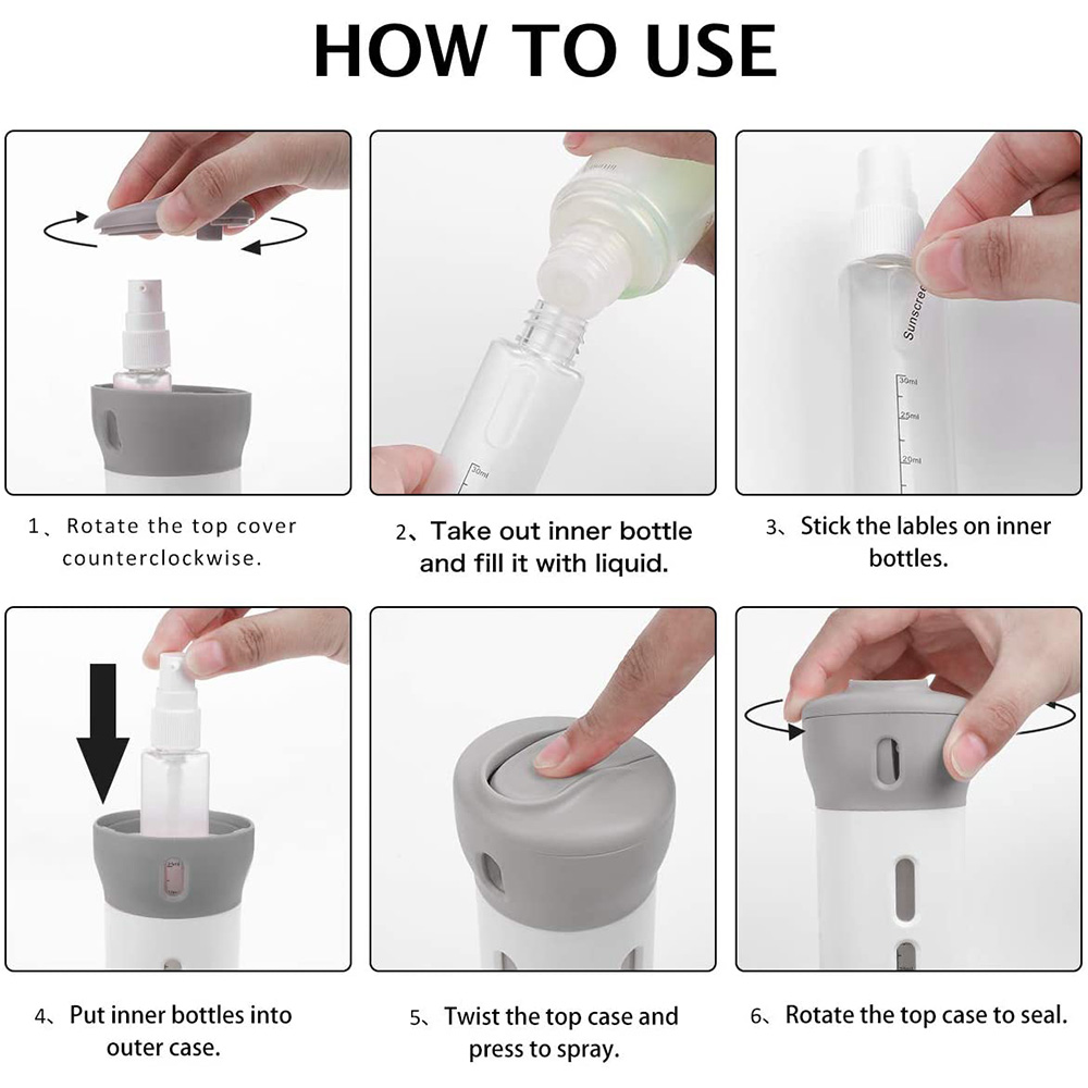 Botella De Viaje 4 En 1 Para Shampoo Crema Perfume Gel Goshoppingmx