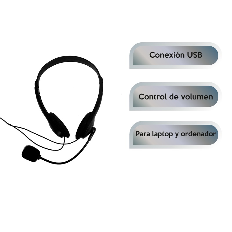 Audífonos con Micrófono USB para PC Estilo Diadema Headset / Master / MS-HDMULTUSB