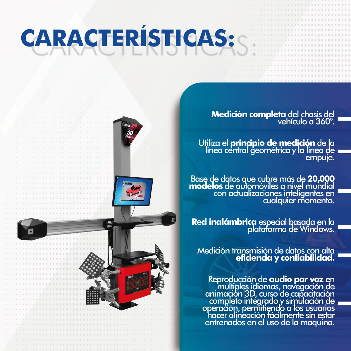 Alineadora de llantas para autos y camionetas hantec 3D color rojo 