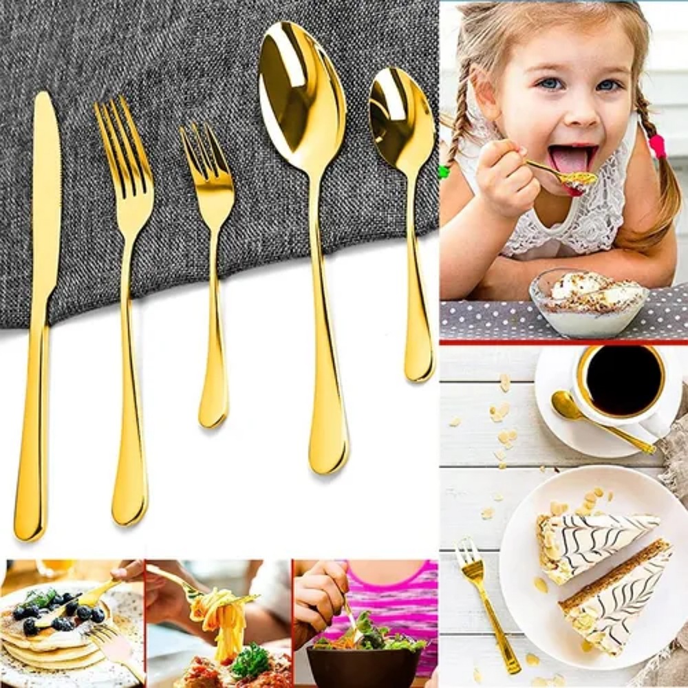 Juego De Cubiertos Acero Inoxidable Dorado Y Plateado 30pcs