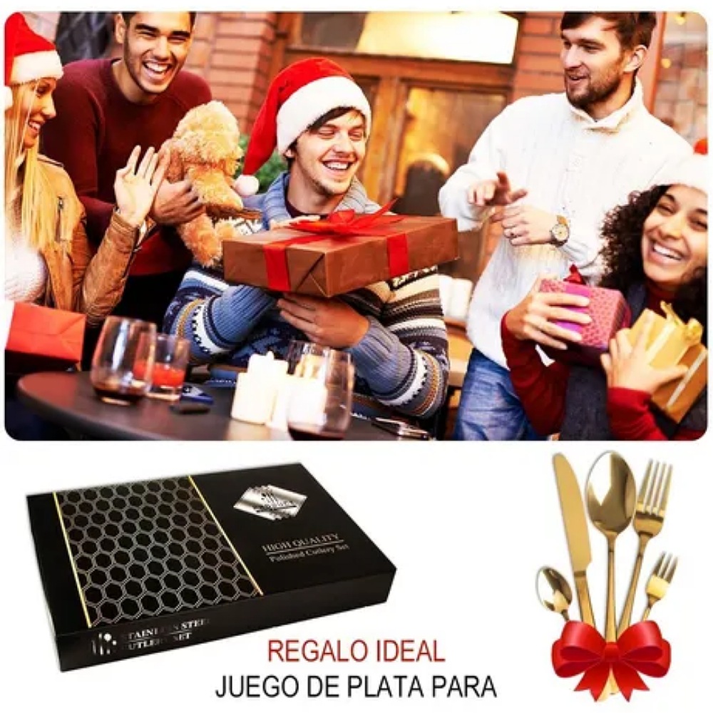 Juego De Cubiertos Acero Inoxidable Dorado Y Plateado 30pcs