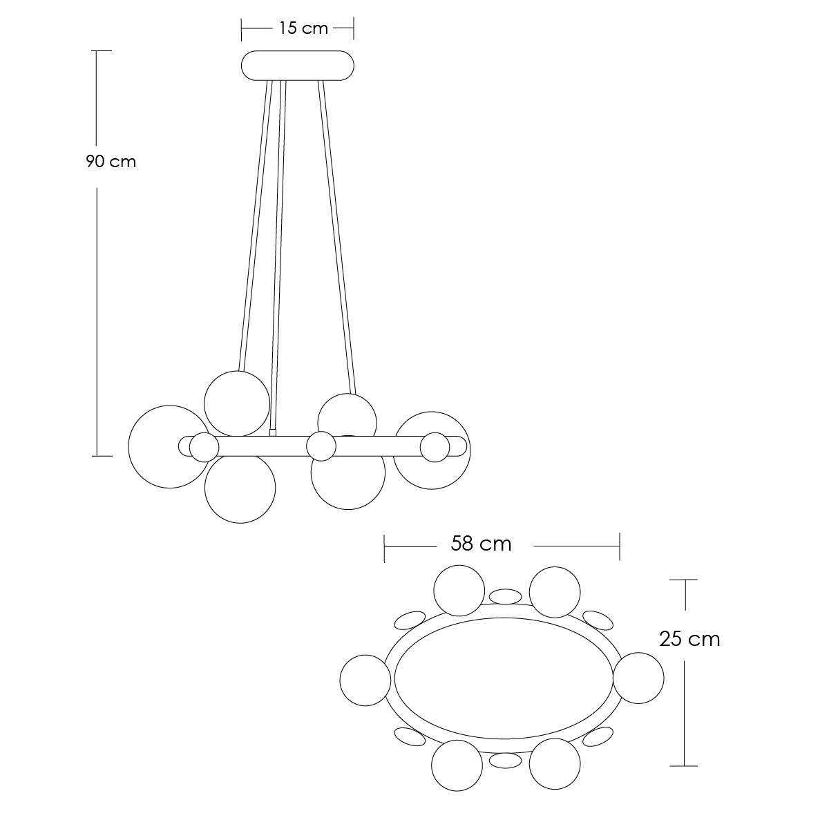 Lámpara colgante redonda sputnik 6 focos