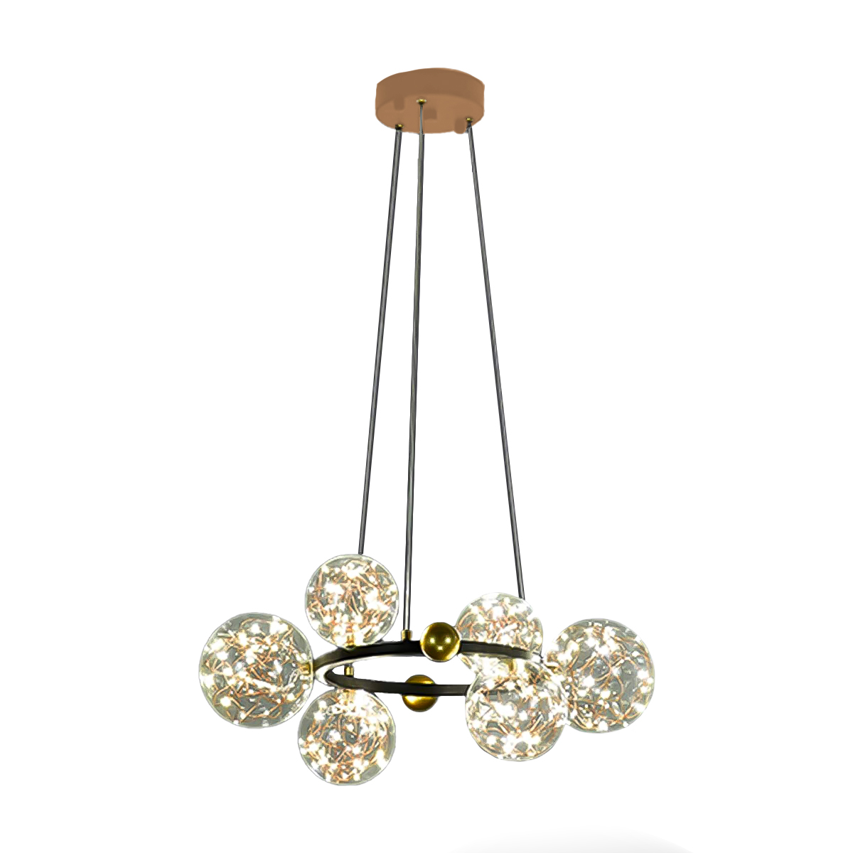 Lámpara colgante redonda sputnik 6 focos