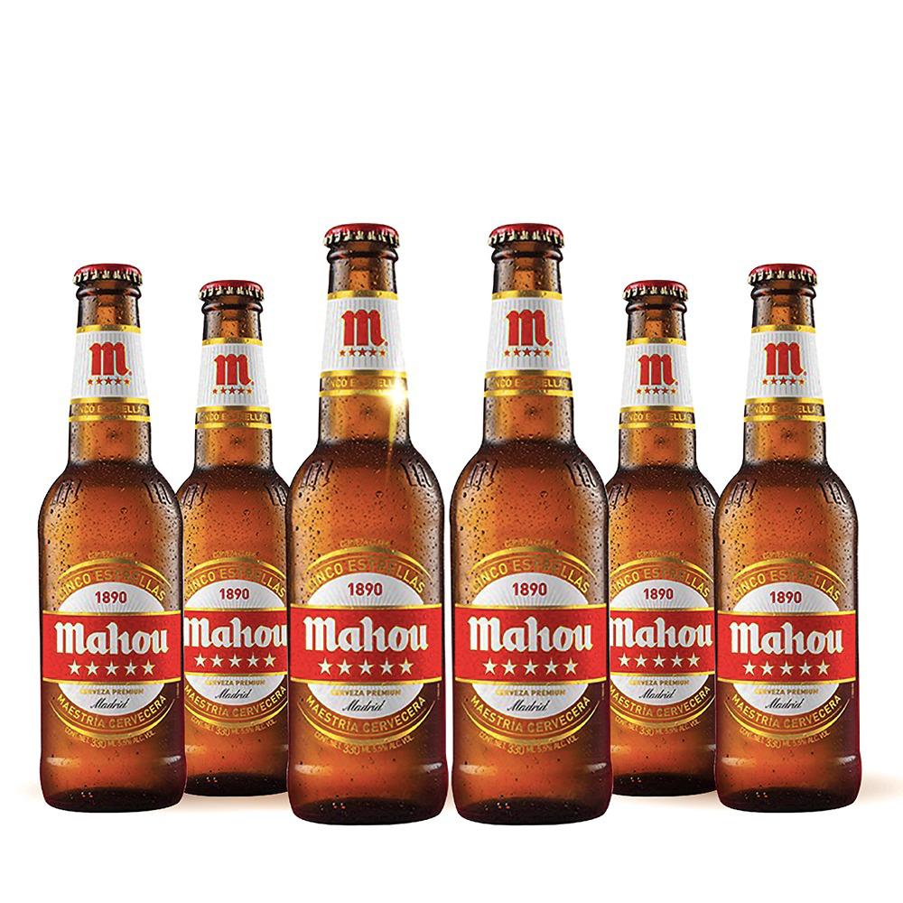 Six Pack Cerveza Mahou 5 Estrellas 330ml C/u